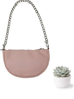 Olivia & Kate Blush Pink Half Moon Mini Shoulder Purse Chain Strap